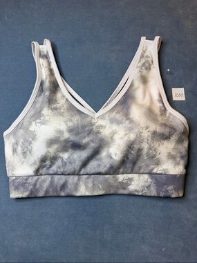 Avia Women's Tie-Dye Light Gray V-Neck Bralette Size M